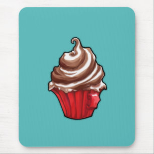 Tapis De Souris Cupcake rouge turquoise Mousepad