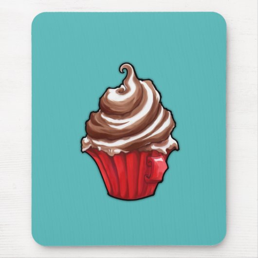 Tapis De Souris Cupcake rouge turquoise Mousepad (Devant)