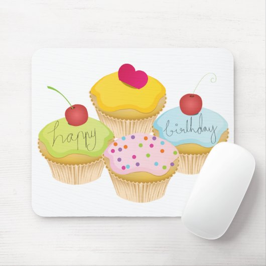 Tapis De Souris Cupcakes d'anniversaire (Avec souris)