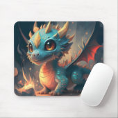 Tapis De Souris Curieux Dragon Bleu Chibi (Avec souris)