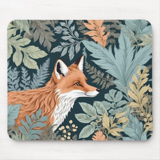 Tapis De Souris Curieux Fox Fern Feuilles William Morris Inspiré (Devant)