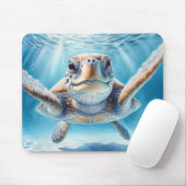 Tapis De Souris Curieux Mousepad de tortue de mer (Avec souris)