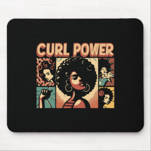 Tapis De Souris Curl Power Afro cheveux naturels cheveux Noir Hist