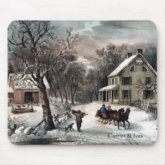 Tapis De Souris Currier et hiver américain Mousepad de ferme (Devant)
