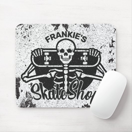 Tapis De Souris Custom ADD NAME Skull Skate Shop (Avec souris)