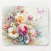 Tapis De Souris Custom Aquarell Floral Template Monogrammed (Devant)