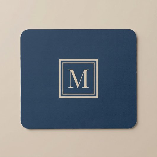 Tapis De Souris Custom Blue & Vanilla Framed Monogram