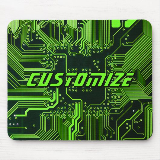 Tapis De Souris Custom Cyber Green PCB Circuit Board Tech Art (Devant)