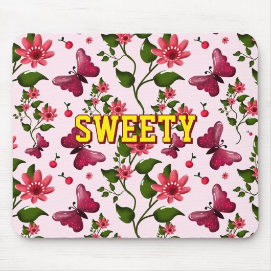 Tapis De Souris Custom floral butterfly pattern  (Devant)