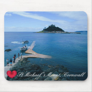 Tapis De Souris Custom Heart St Michaels Mont Cornwall avec Bateau