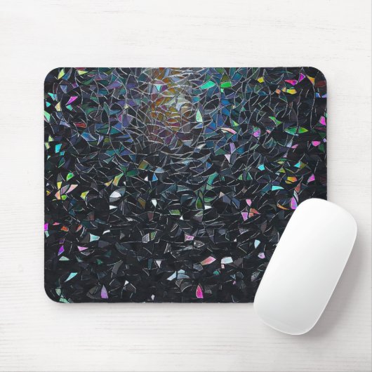 Tapis De Souris Custom Iridescent Abstract Stained Glass Pattern (Avec souris)