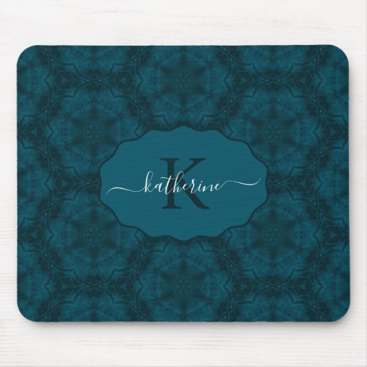 Tapis De Souris Custom Monogram Teal Navy Blue  (Devant)