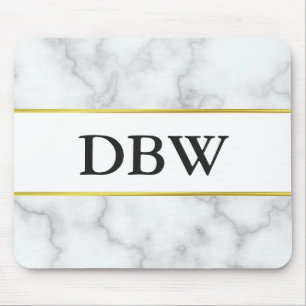 Tapis De Souris Custom Monogrammed Faux White Marble