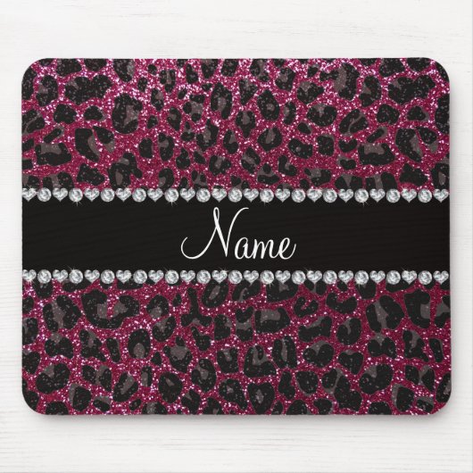 Tapis De Souris Custom name plum purple glitter leopard print (Devant)