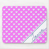 Tapis De Souris Custom Name Template Pink And White Cute Hearts (Devant)