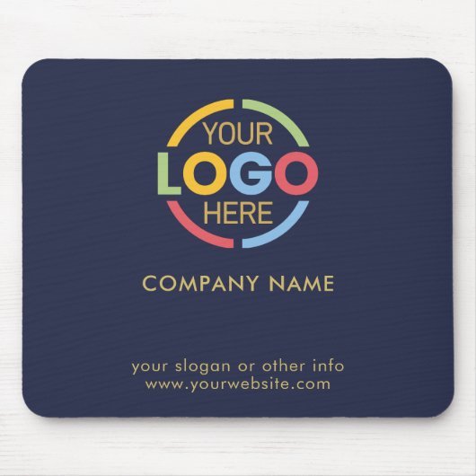 Tapis De Souris Custom Navy Blue Company Business Logo Branded (Devant)
