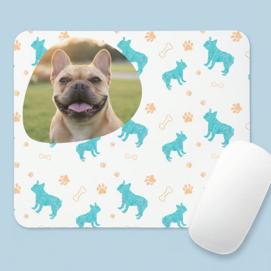 Tapis De Souris Custom Photo French Bulldog Mouse Pad Pastel Blue