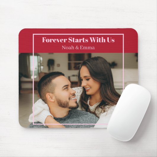 Tapis De Souris Custom Photo & Text Romantic Gift - Personalized (Avec souris)