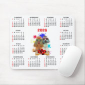 Tapis De Souris Customisable Cute Poodle Dog Calendar (Avec souris)