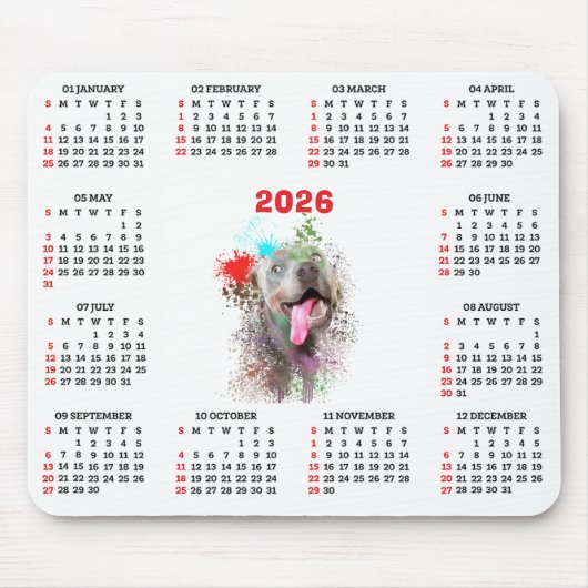 Tapis De Souris Customisable Cute Weimaraner Dog Calendar  (Devant)