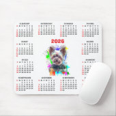 Tapis De Souris Customisable Cute Yorkie Dog Calendar (Avec souris)