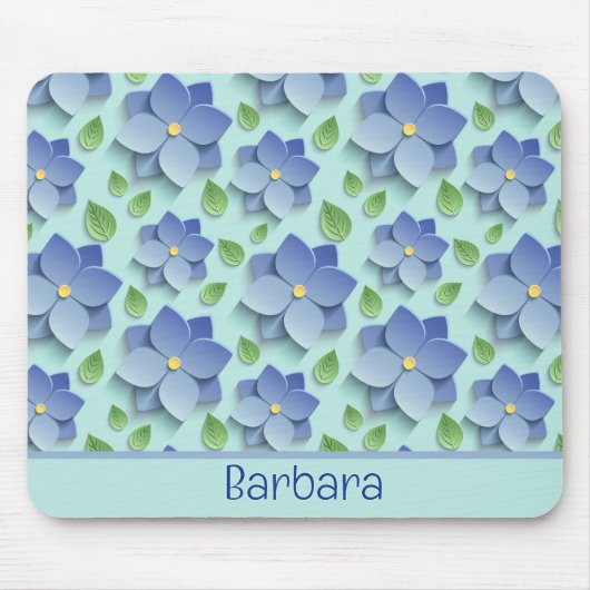 Tapis De Souris Customized 3 D Flowers In Blue (Devant)