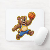 Tapis De Souris Cute 3D Teddy Bear Playing Basketball – Adorable S (Avec souris)