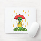 Tapis De Souris Cute Alien With Umbrella Kawaii Space Character (Avec souris)