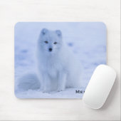Tapis De Souris Cute Arctic Fox sur Snowy Winter Arrière - plan (Avec souris)