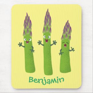 Tapis De Souris Cute asperges chantant un trio végétal dessin anim