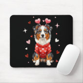 Tapis De Souris Cute Australian Shepherd Valentine Heart Valentine (Avec souris)