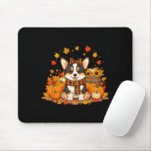 Tapis De Souris Cute Autumn Corgi Dog With Pumpkins And Plaid F Fa (Avec souris)