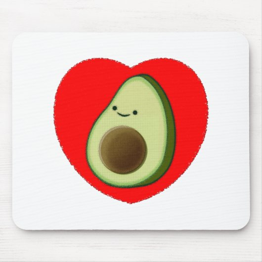 Tapis De Souris Cute Avocado Dans Le Coeur Rouge (Devant)