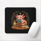 Tapis De Souris Cute Axolotl Reading Books Cozy Bookworm (Avec souris)