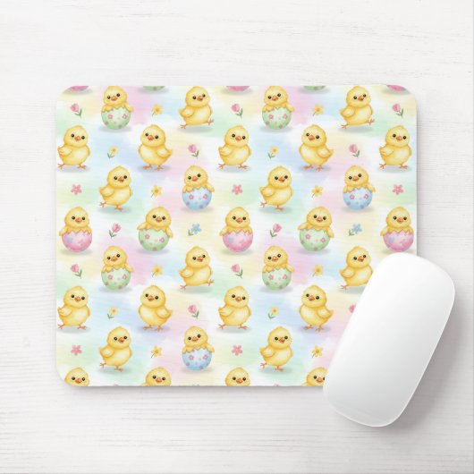 Tapis De Souris Cute Baby Chick Watercolor Easter (Avec souris)
