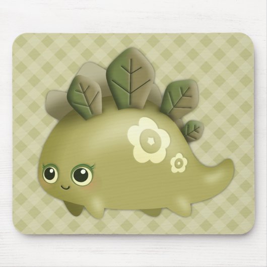 Tapis De Souris Cute Baby Leafy Dino - créature style kawaii (Devant)