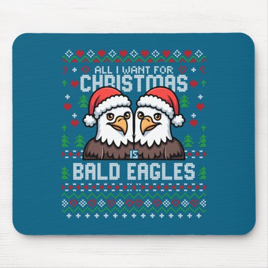 Tapis De Souris Cute Bald Eagles Christmas Ugly Xmas Sweater Patri (Devant)