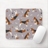 Tapis De Souris Cute Beagles Paws and Bones Gray (Avec souris)