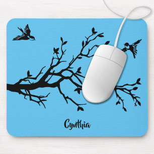 Tapis De Souris Cute Black Birds & Tree Branch Personnalisé
