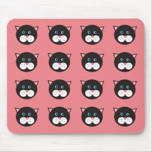 Tapis De Souris Cute Black Blanc Chat Face Motif
