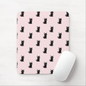 Tapis De Souris Cute Black Cat Pattern on Pastel Pink (Avec souris)