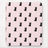 Tapis De Souris Cute Black Cat Pattern on Pastel Pink (Devant)