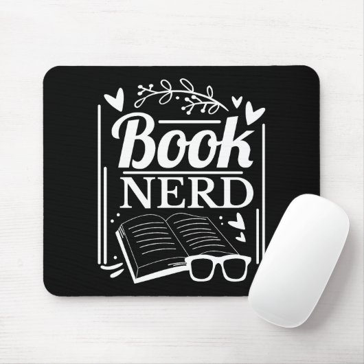 Tapis De Souris Cute Black White Book Nerd Bookworm (Avec souris)
