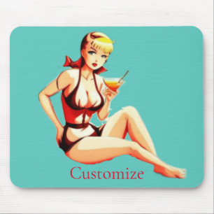 Tapis De Souris Cute Blonde Martini Bikini Girl Thunder_Cove