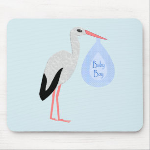 Tapis De Souris Cute Blue Baby Boy Stork