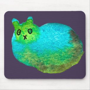 Tapis De Souris Cute blue fat cat art illustration