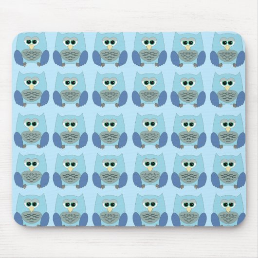 Tapis De Souris Cute Blue Owls Pattern (Devant)