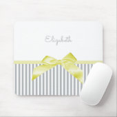 Tapis De Souris Cute Bow Jaune avec Gris Fille et Nom (Avec souris)