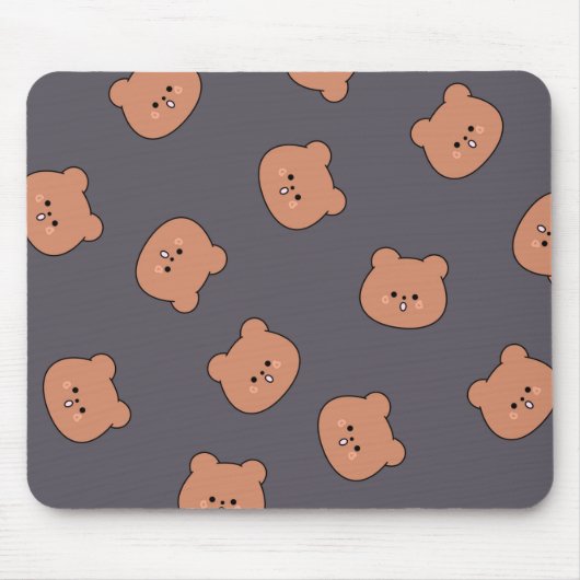 Tapis De Souris Cute Brown Teddy Bear Face Pattern Dark Blue (Devant)