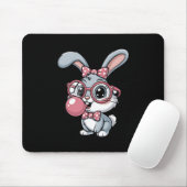 Tapis De Souris Cute Bunny with Glasses Blowing Bubble Gum (Avec souris)